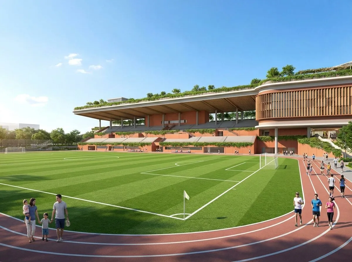Artist’s impression of the stadium’s football pitch and running track