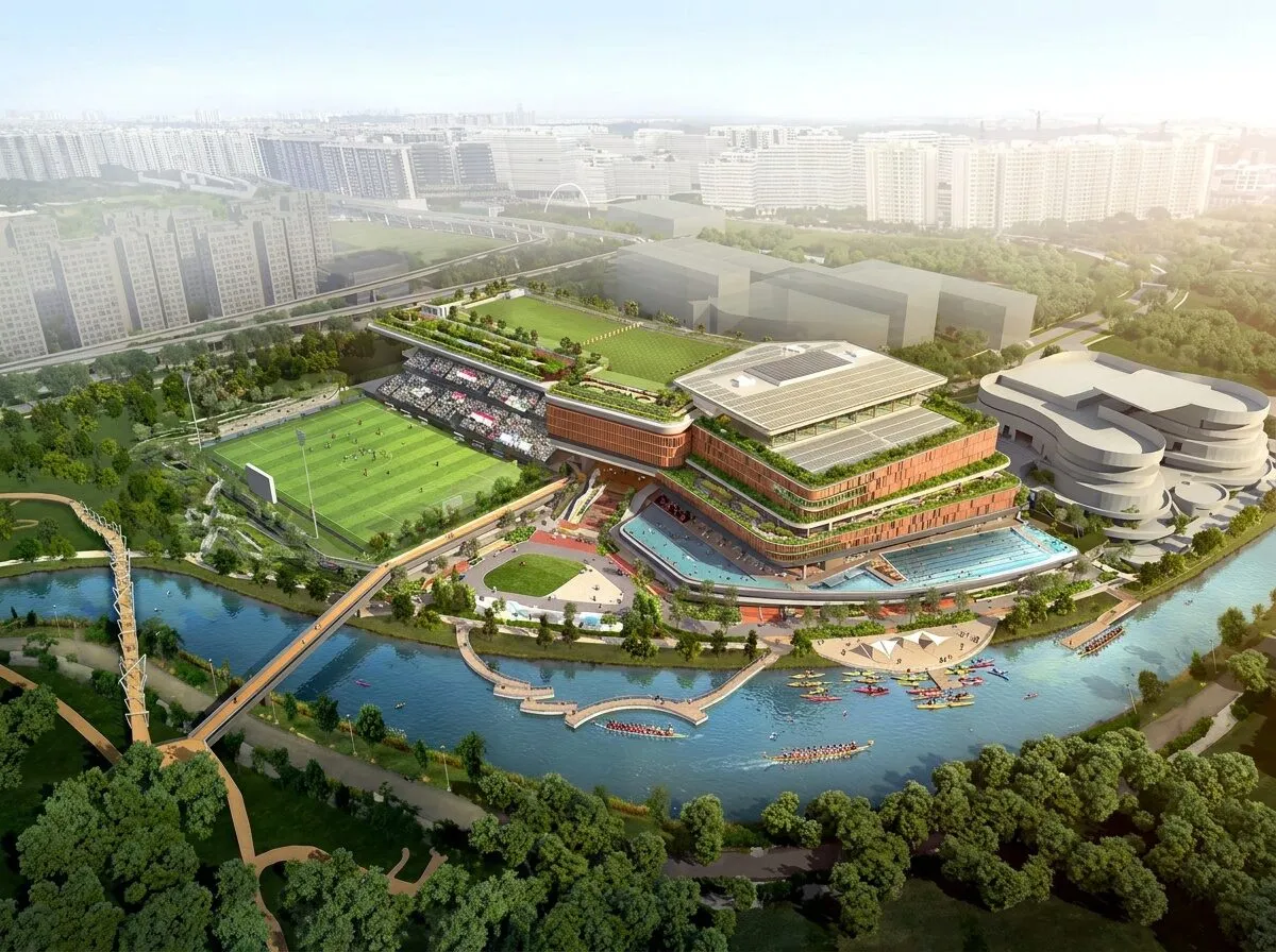 Artist’s impression of kayaks and dragon boats on the Punggol Waterway